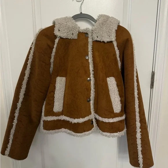 NWOT| Free People We The Free Vegan Exchange Shearling Jacket Coat S New - Picture 1 of 7